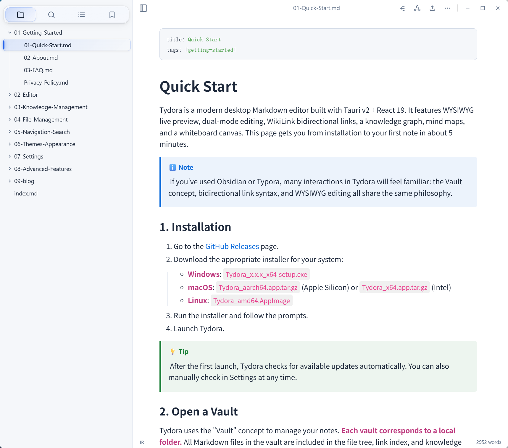 Tydora editor screenshot
